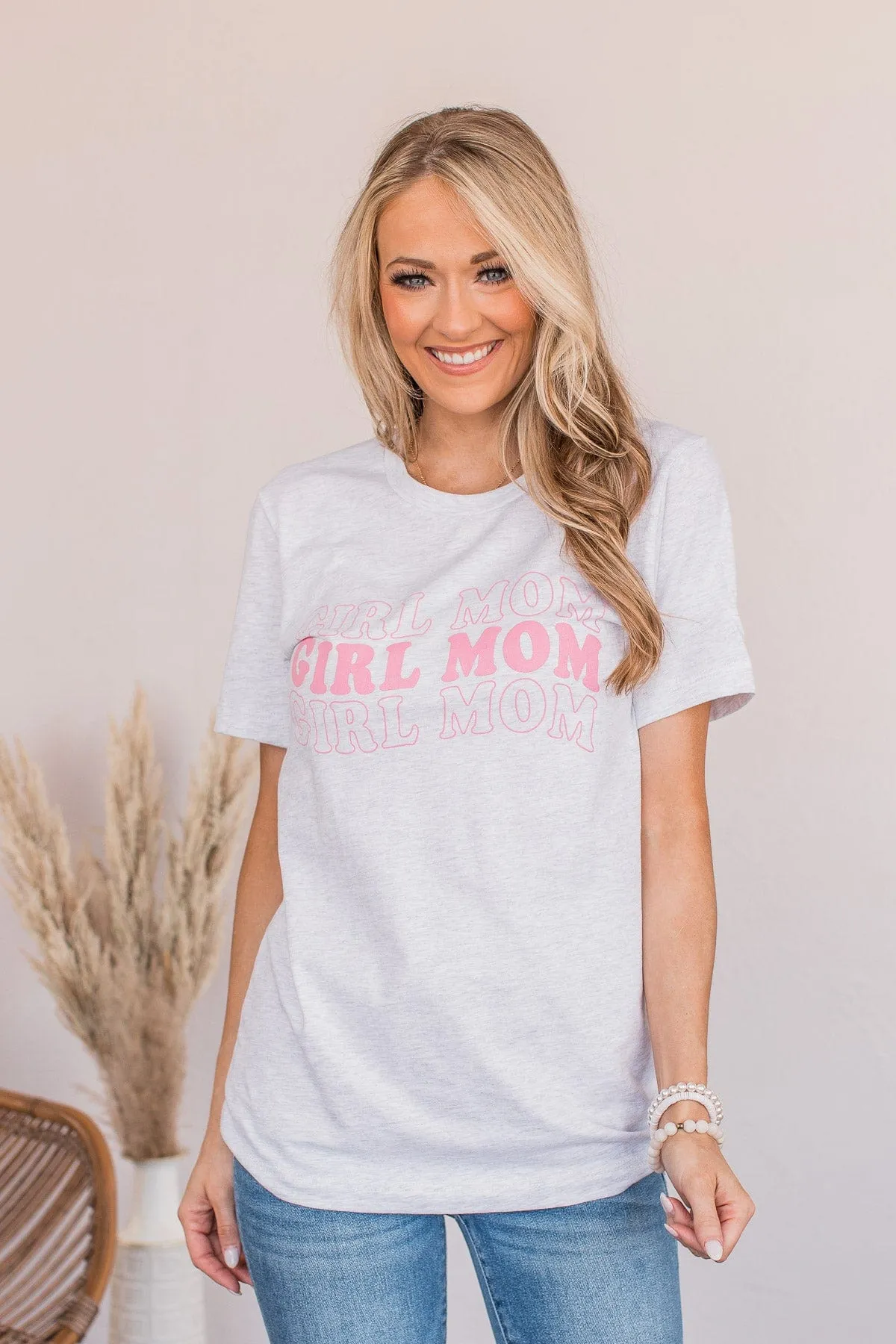 Girl Mom Graphic Tee- Gray