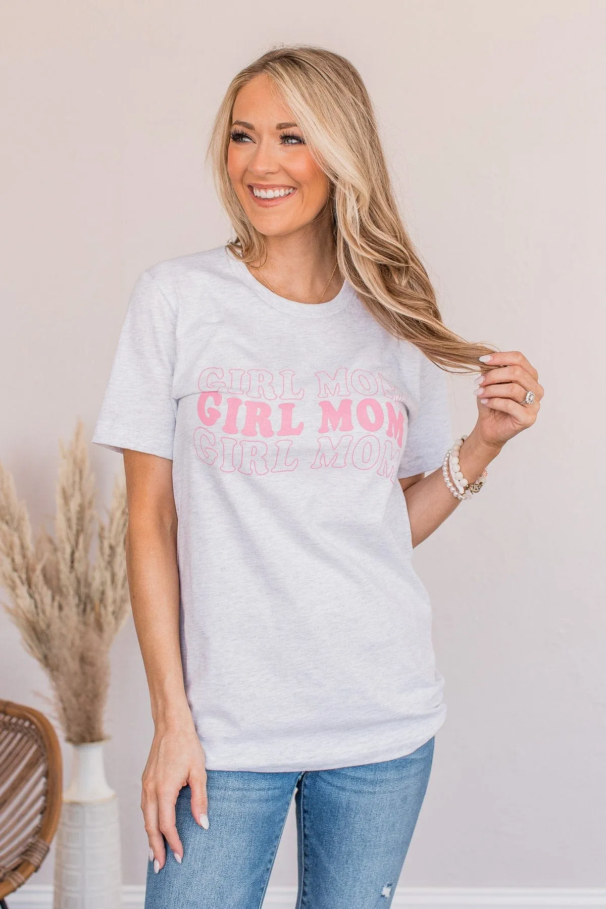 Girl Mom Graphic Tee- Gray