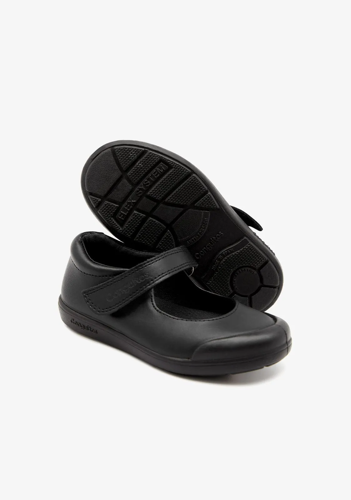 Girl's Black Washable Leather School Shoes