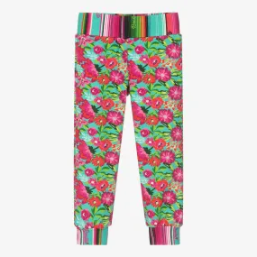 Girls Blue & Pink Viscose Floral Joggers