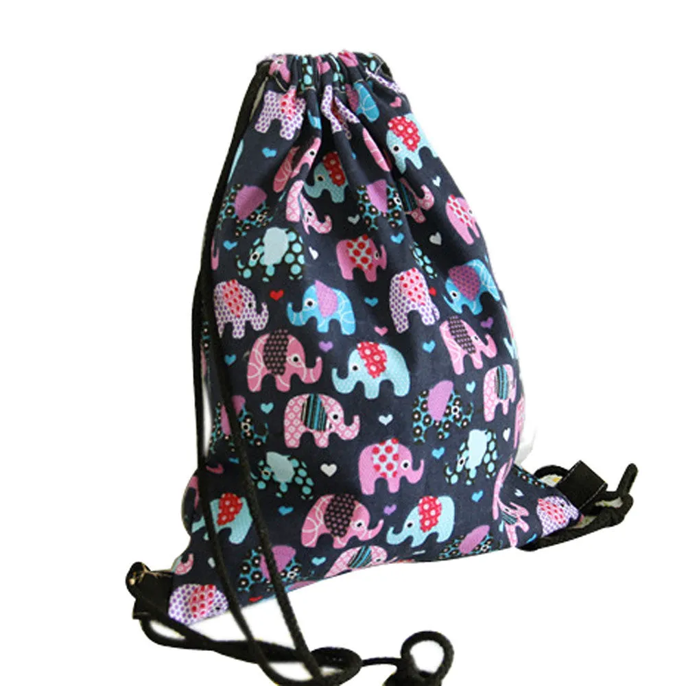 Girls' Casual Animal Print Drawstring Backpack for Teens