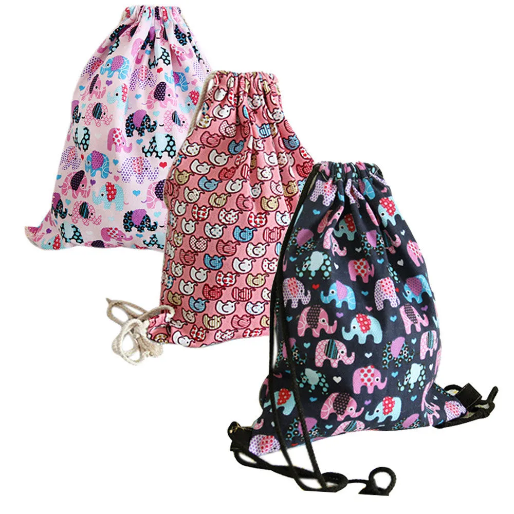 Girls' Casual Animal Print Drawstring Backpack for Teens