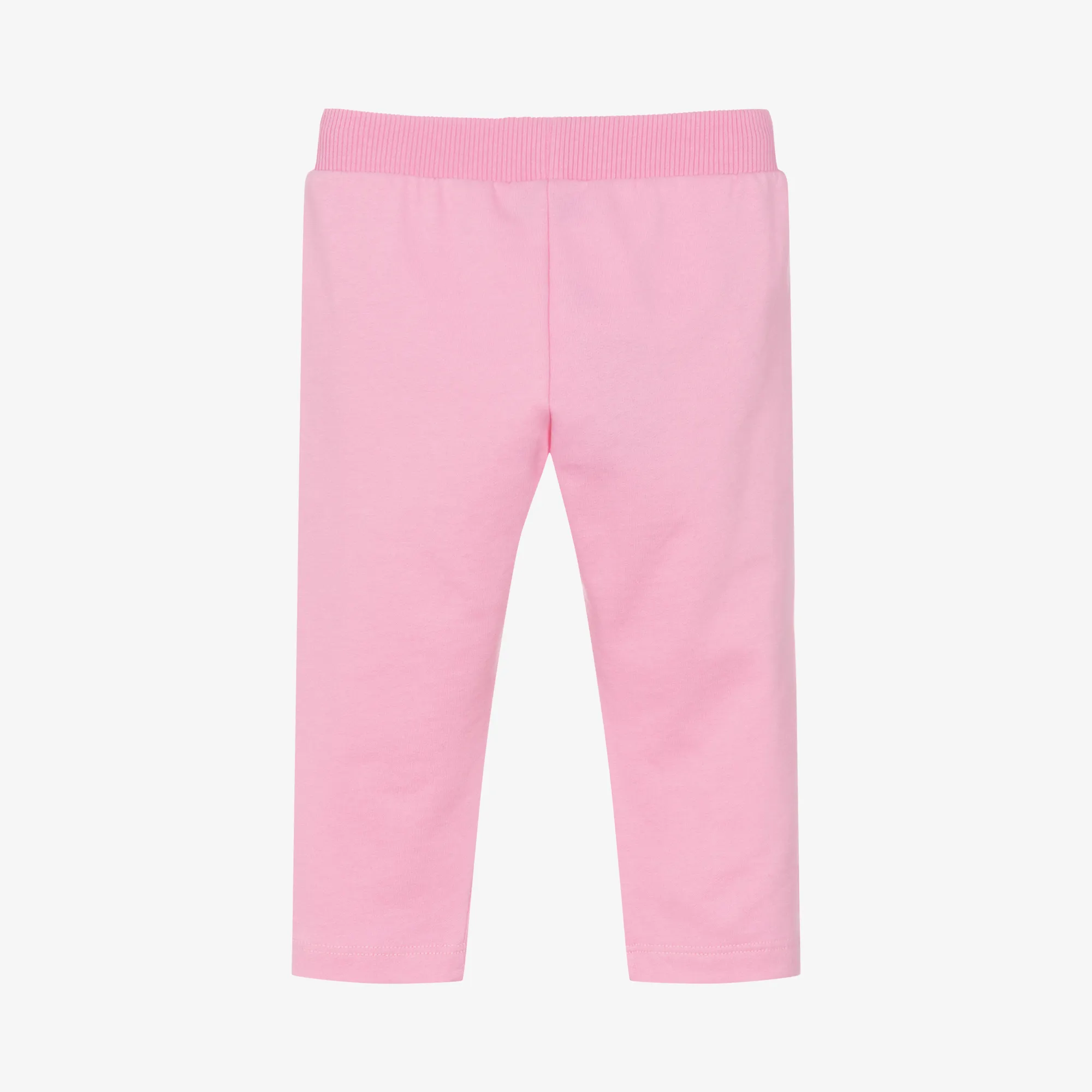 Girls Pink Teddy Bear Logo Cotton Joggers