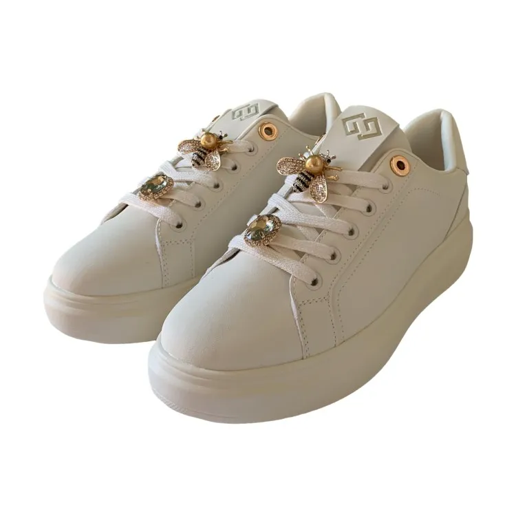 Beige Sneakers Gold & Gold Women's Shoes