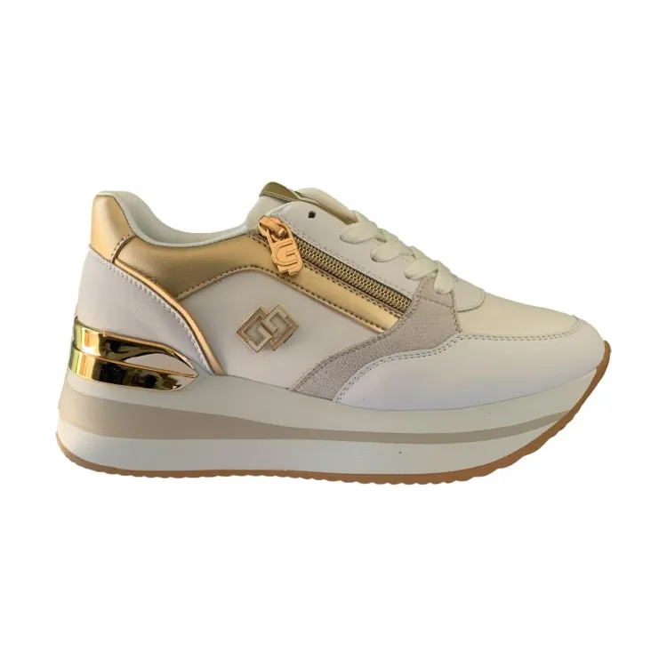 Gold & Gold GB836 Women's White Sneakers.