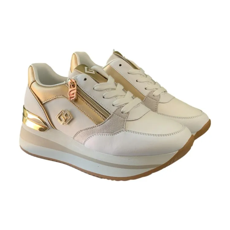 Gold & Gold GB836 Women's White Sneakers.