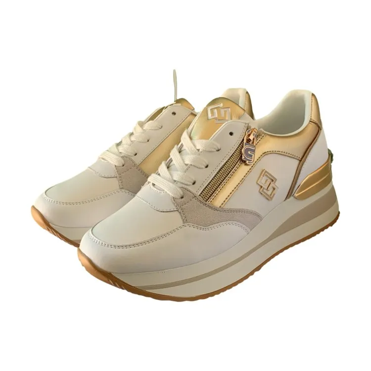 Gold & Gold GB836 Women's White Sneakers.