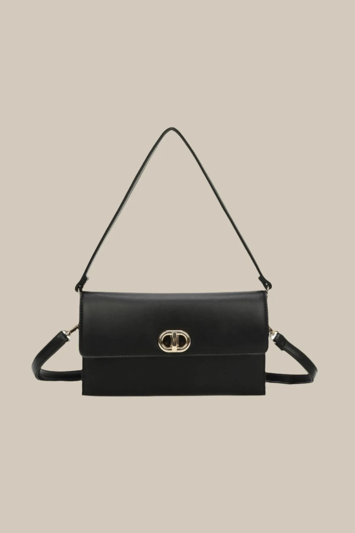 Gold Clasp Envelop Bag in Black