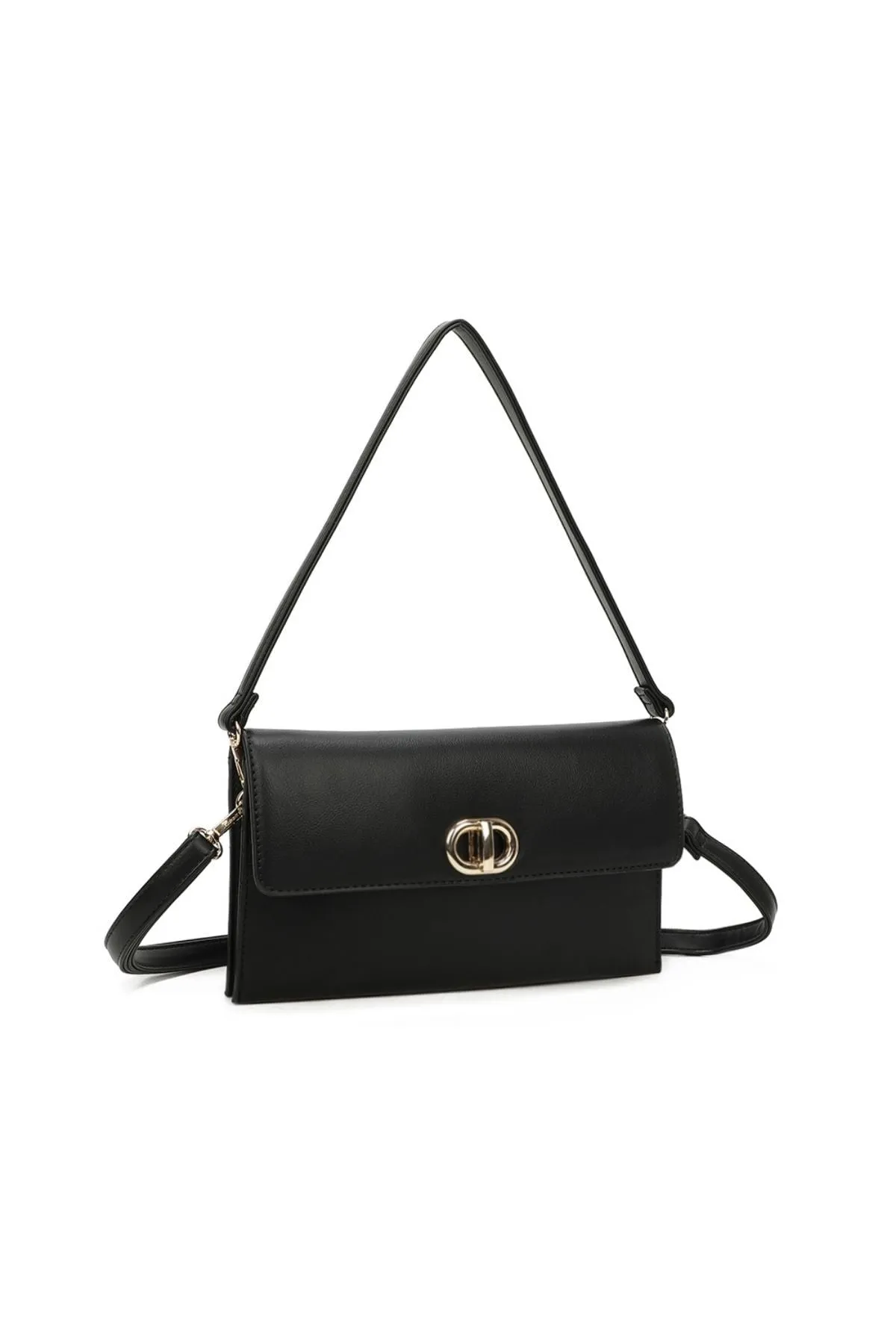 Gold Clasp Envelop Bag in Black