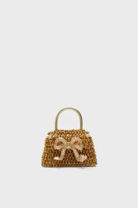 Gold Crystal Embroidery Micro Bag