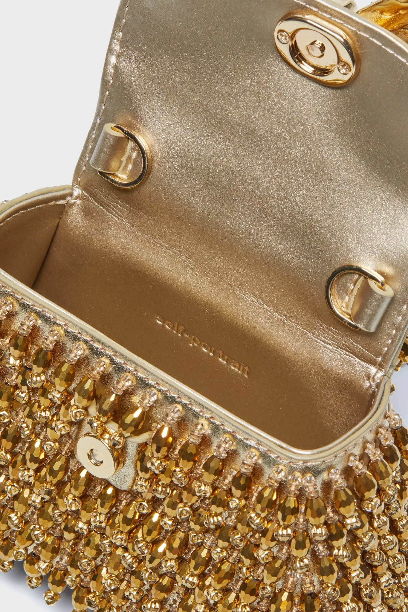 Gold Crystal Embroidery Micro Bag