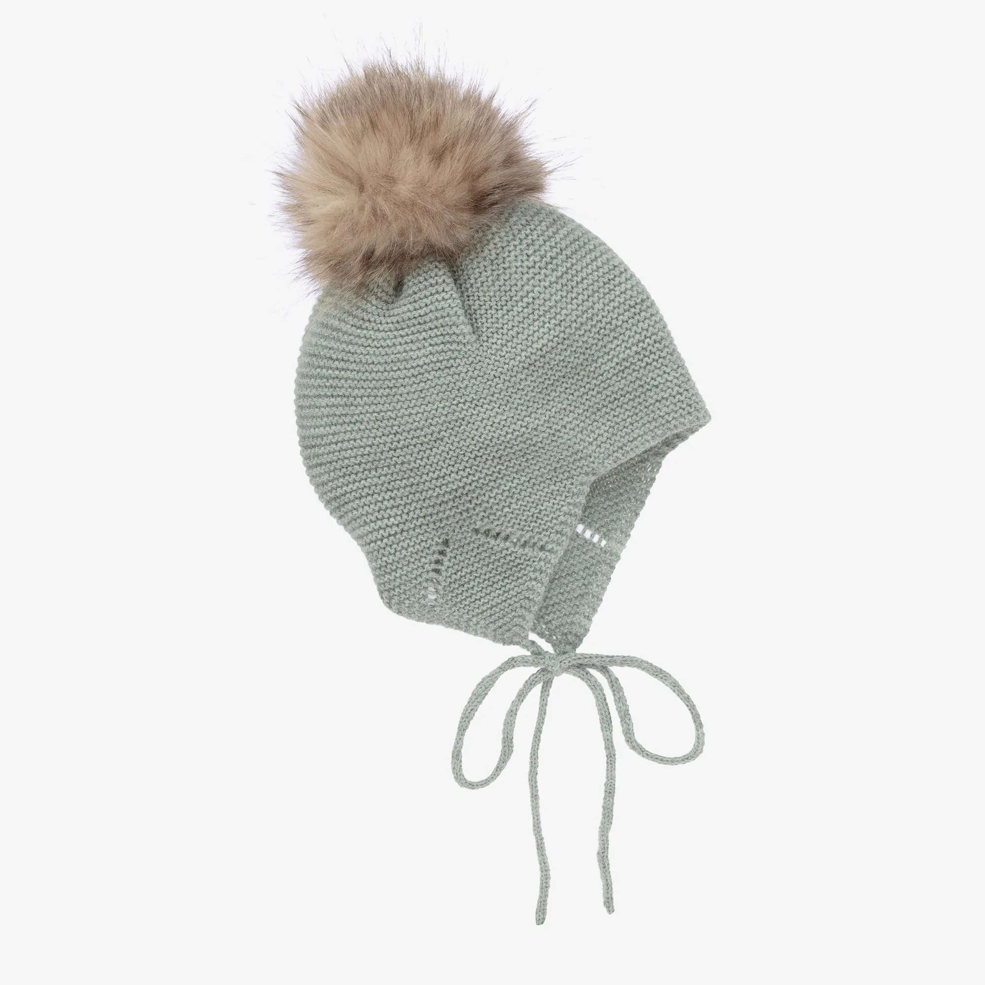 Green Knitted Pom-Pom Hat