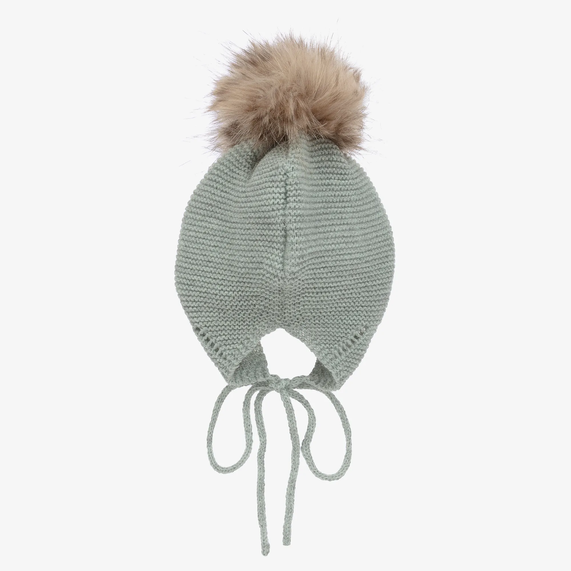 Green Knitted Pom-Pom Hat