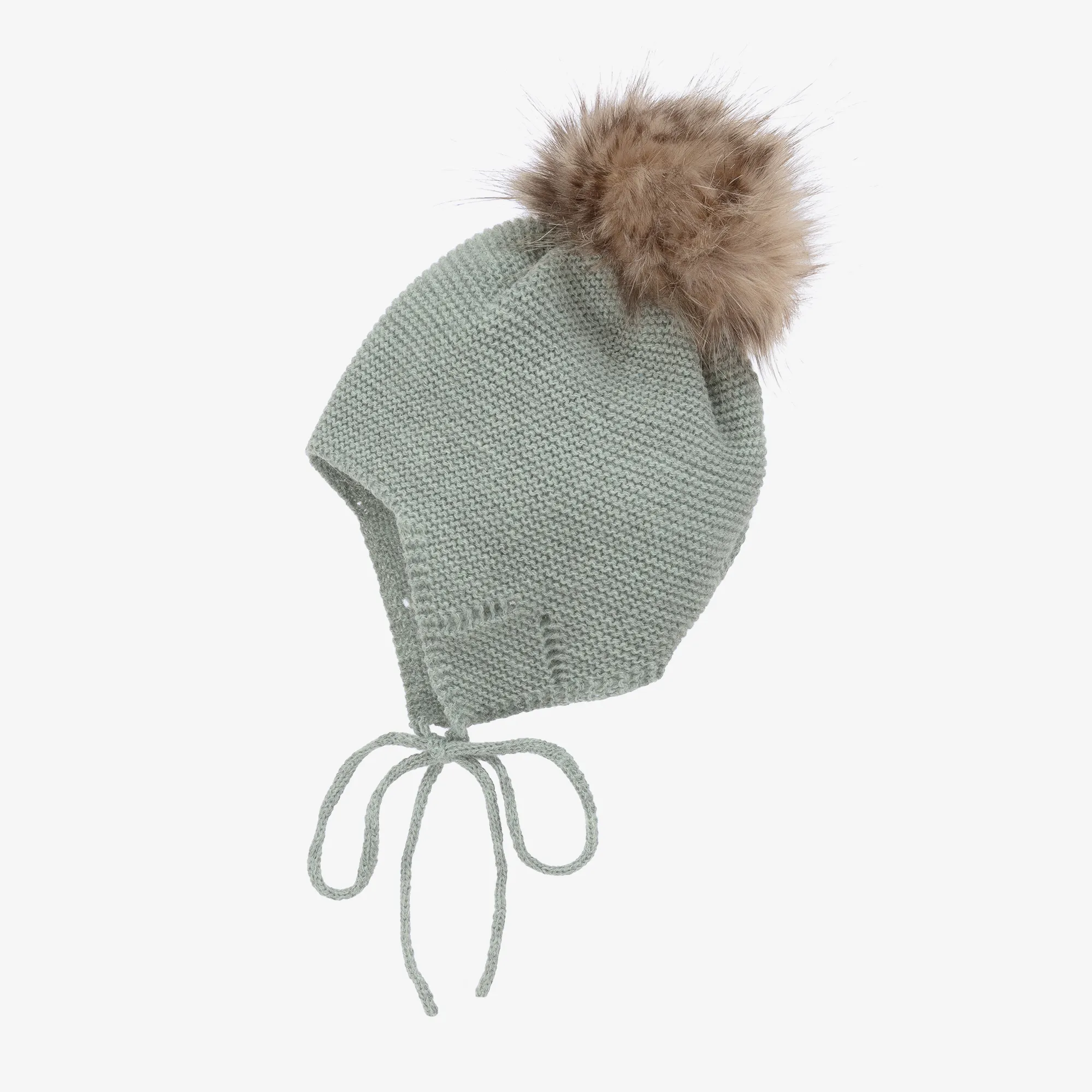 Green Knitted Pom-Pom Hat