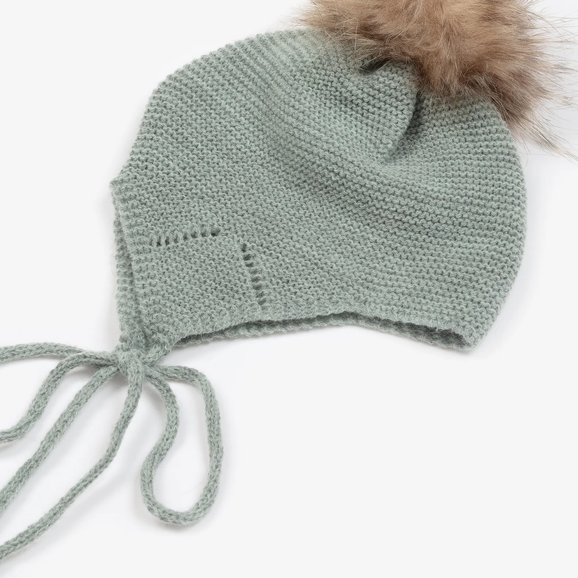 Green Knitted Pom-Pom Hat