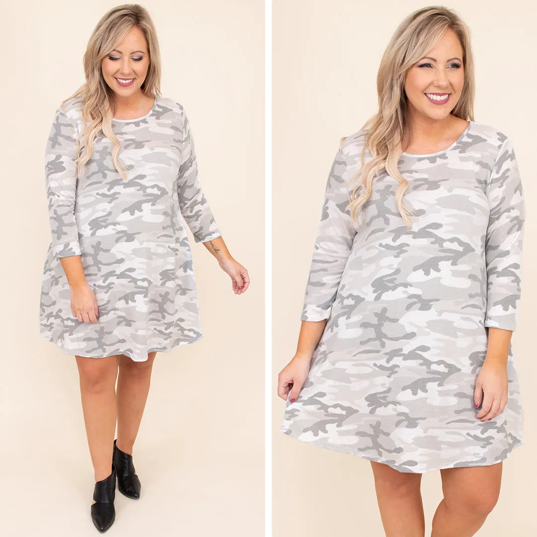 Grey Camo Dress for Continuous Searching