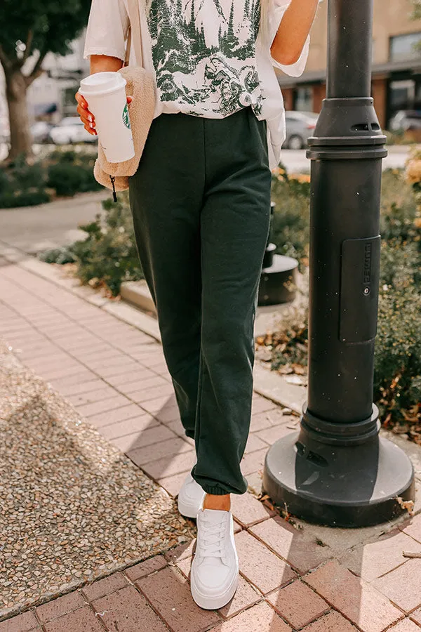 Gym Goals Luxe High Waist Oversized Joggers In Hunter Green