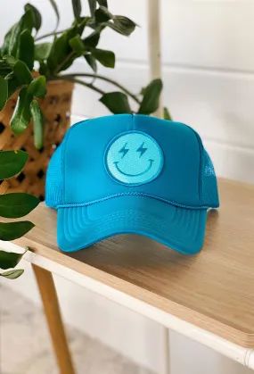 Blue Happy Vibes Trucker Hat