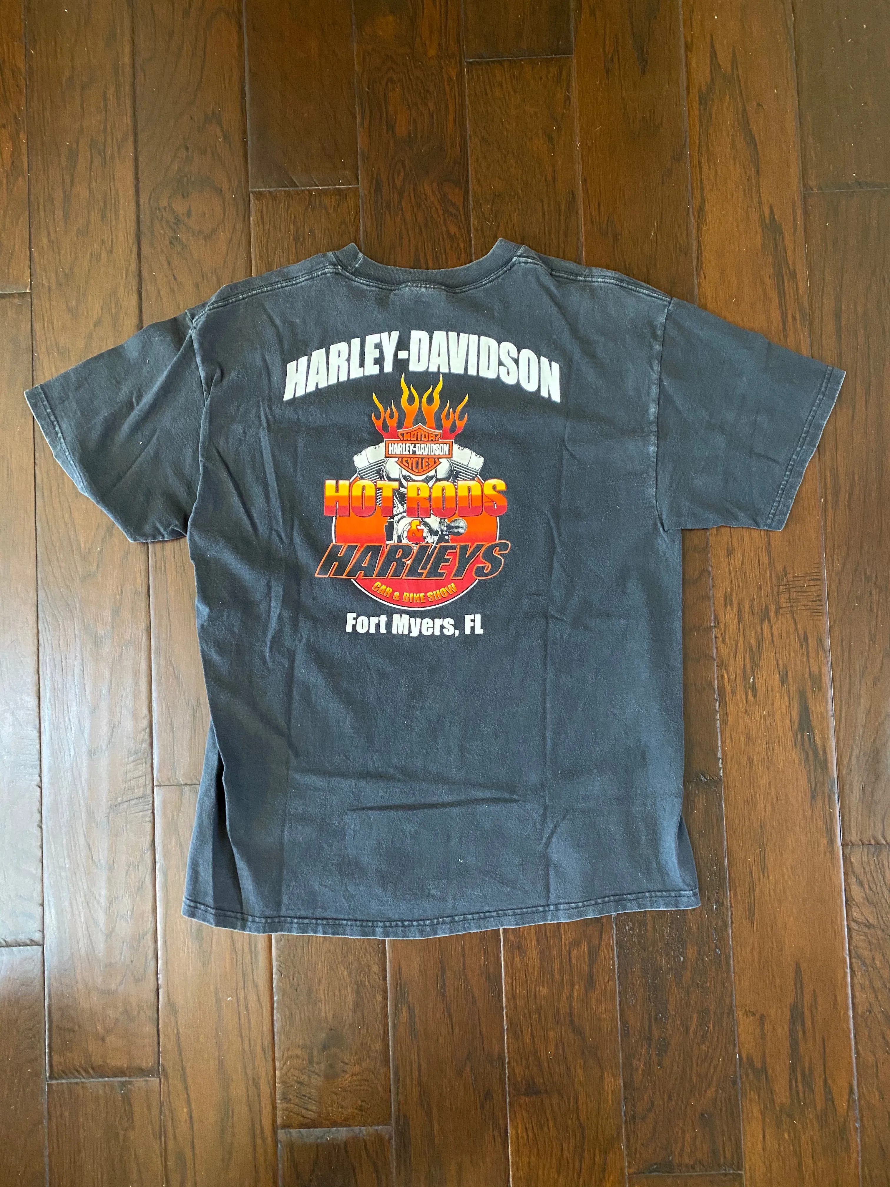 Harley-Davidson 2000’s “Ft. Myers Hot Rods & Harleys” Vintage Distressed Pocket T-shirt