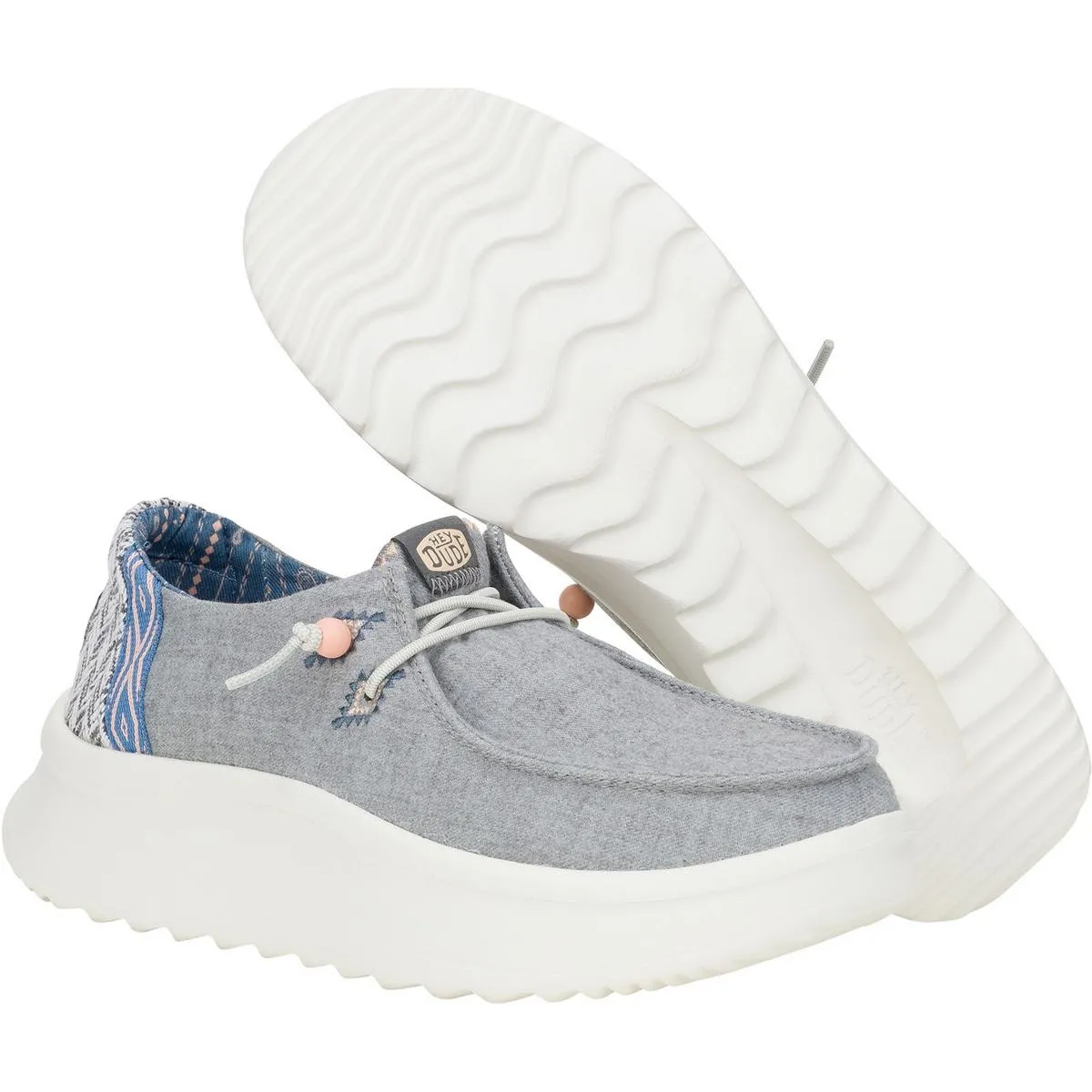 HEYDUDE Wendy Peak Chambray Woven Shoes Grey