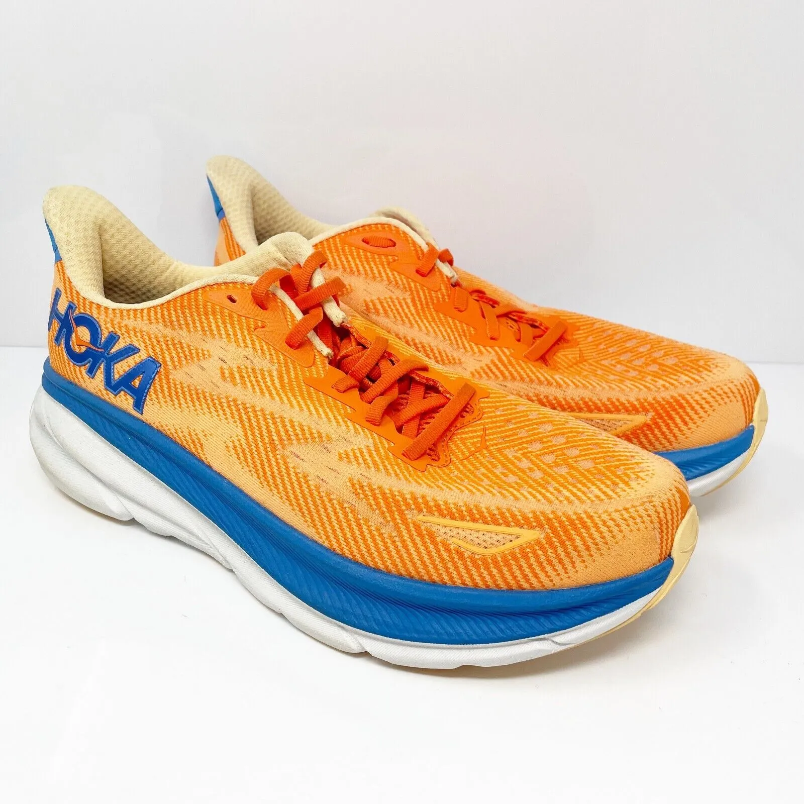 Hoka One One Mens Clifton 9 1127895 VOIM Orange Running Shoes Sneakers Size 10.5