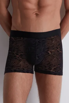 Homme Men Black Python Boxer