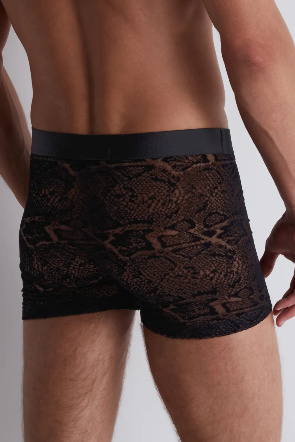 Homme Men Black Python Boxer