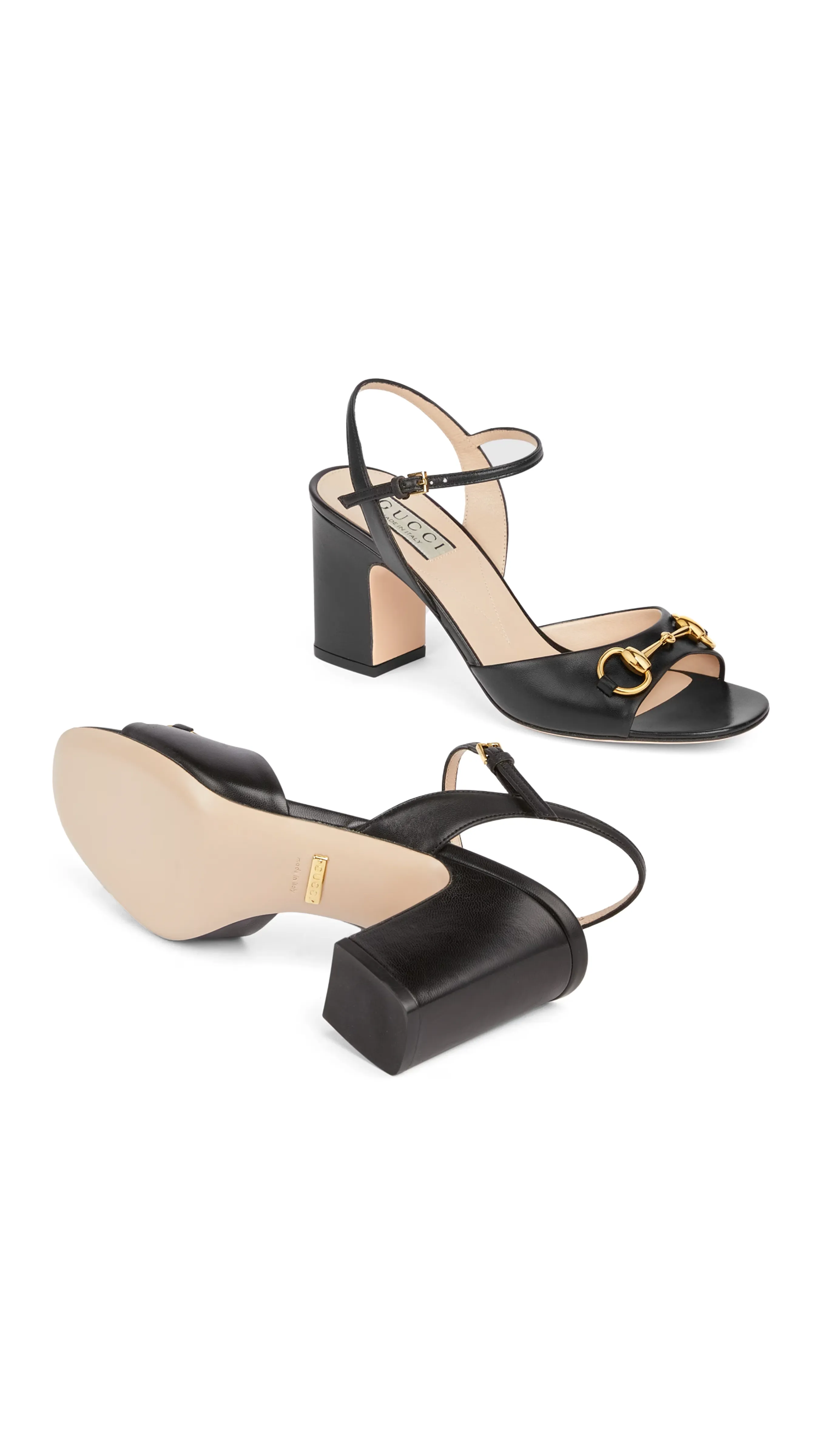 Horsebit Mid-Heel Sandal - Black