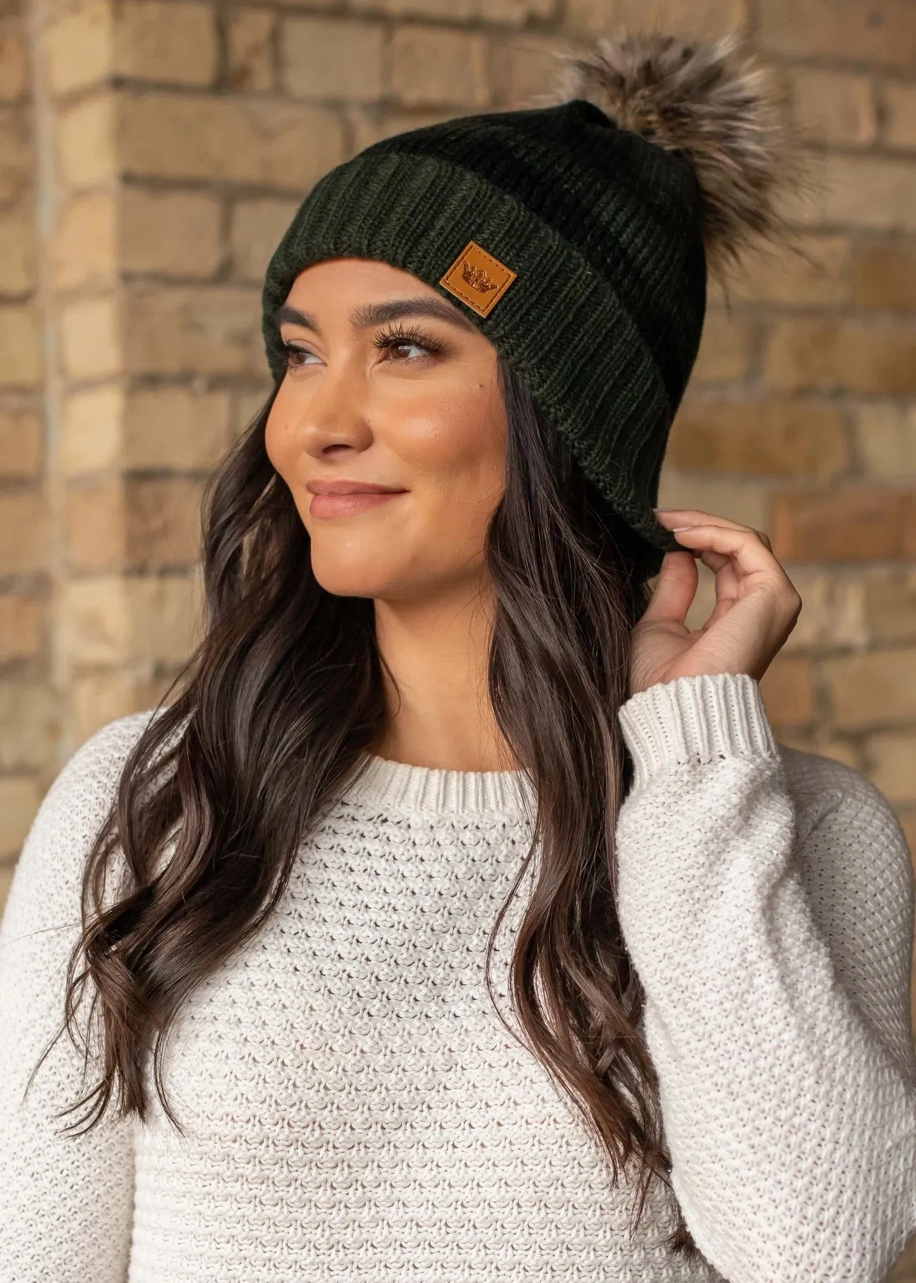 Hunter Green Plaid Knit Hat