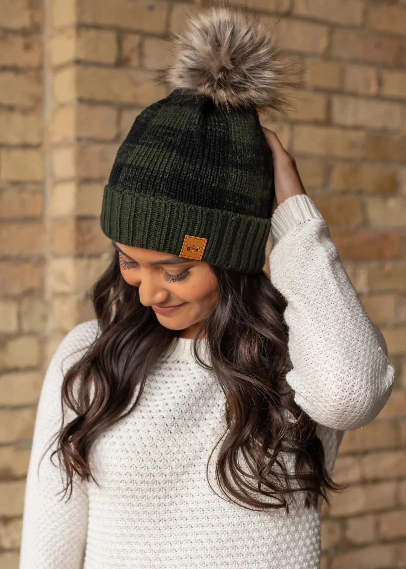 Hunter Green Plaid Knit Hat