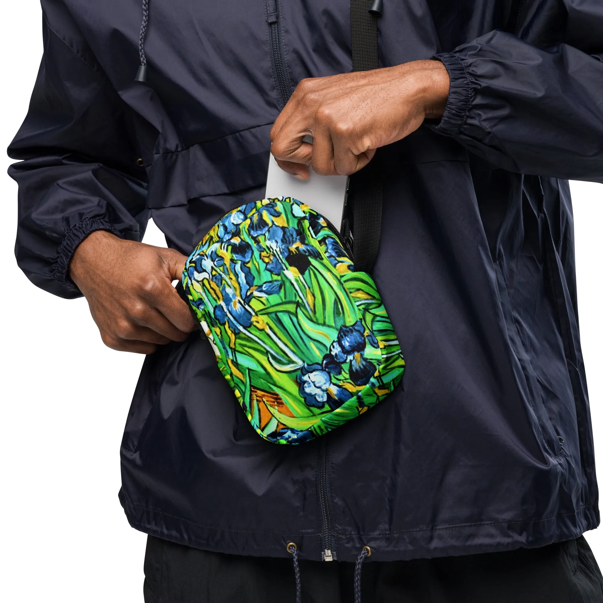 Irises by van Gogh Print Utility Crossbody Bag