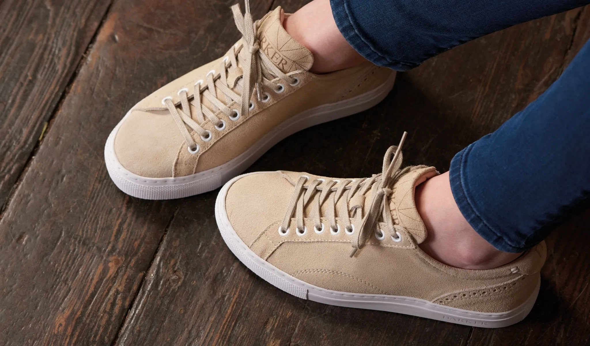 Isla - Beige Suede Hand Stitched Rubber Sole Sneaker