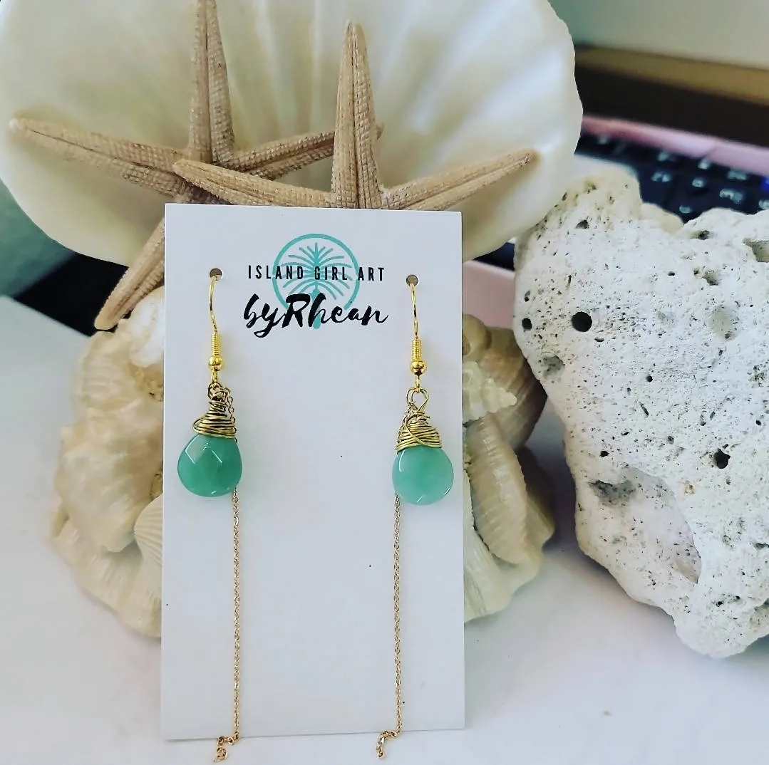 Island Girl Art - Aventurine Natural Stone Earrings (Wrap)