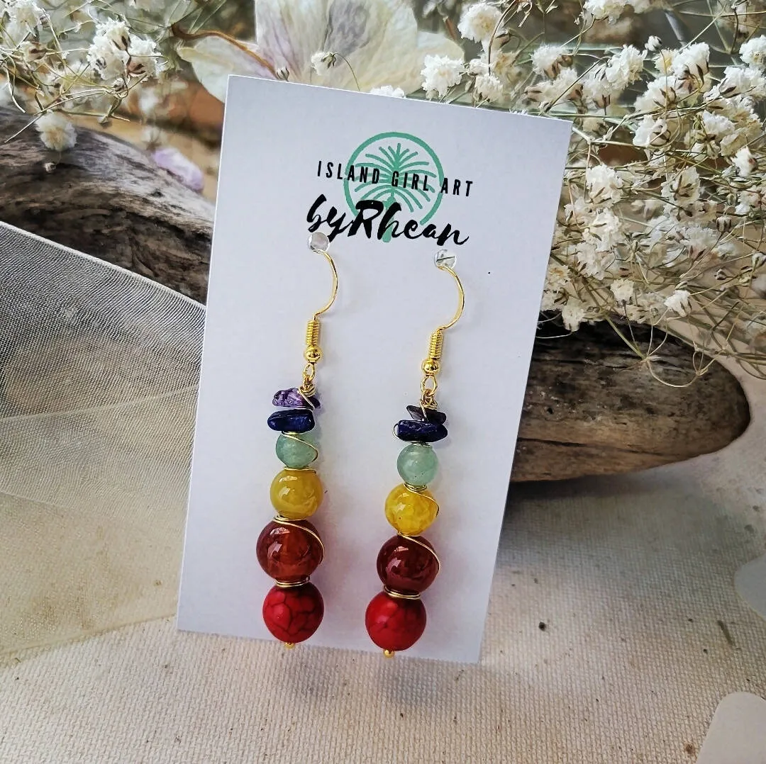 Island Girl Art - Chakra Strand Earrings with Natural Stone