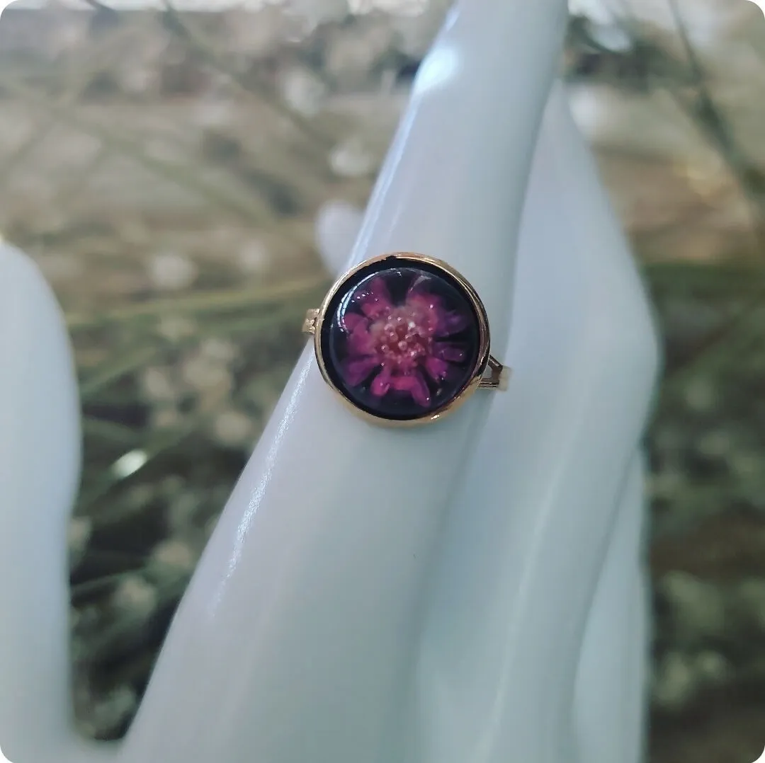 Pink Preserved Flower Ring by Island Girl Art