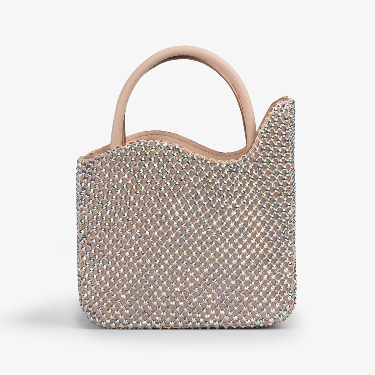 IVY SMALL BAG Skin nude fishnet small bag with Crystals