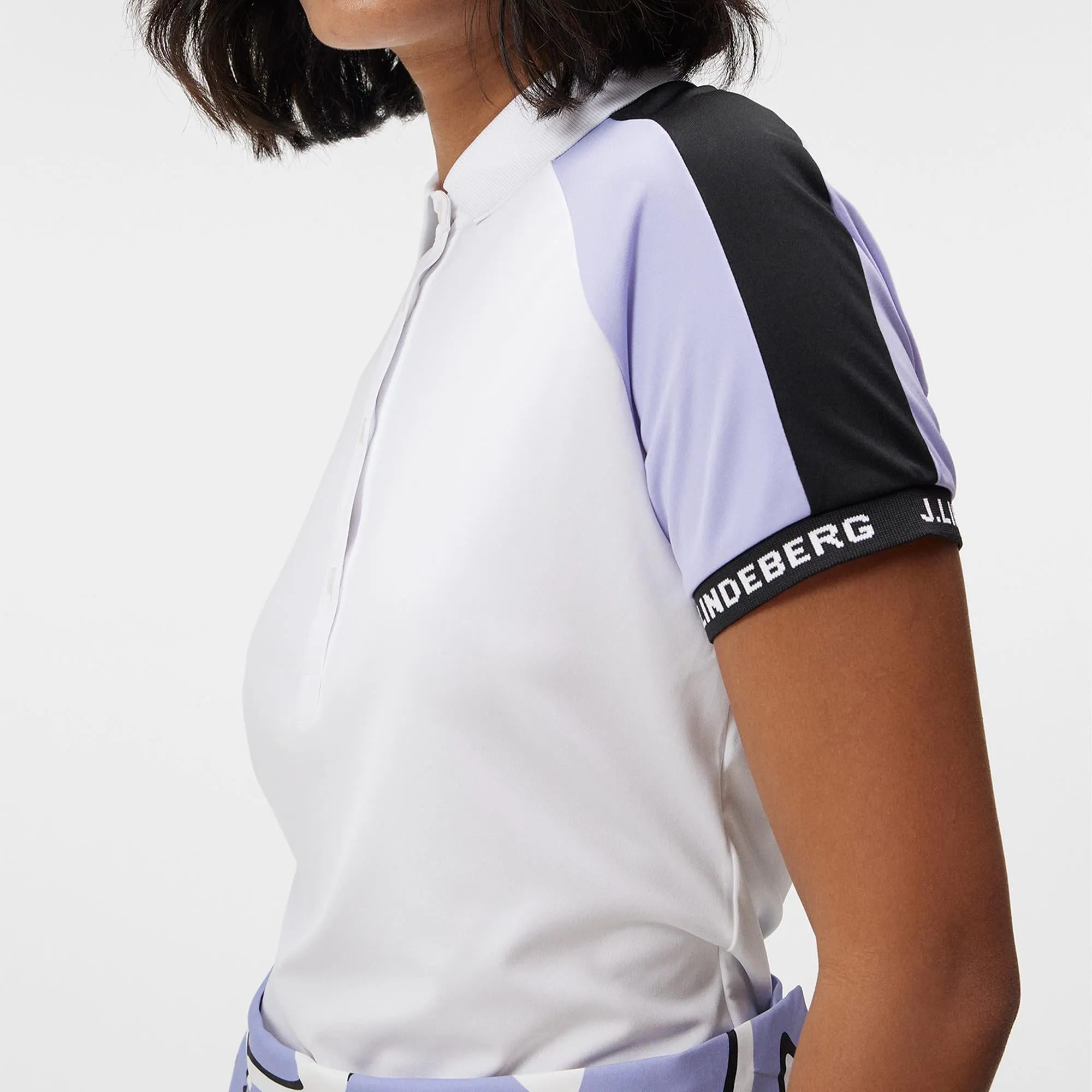 Ladies White J Lindeberg Perinne Golf Polo Shirt