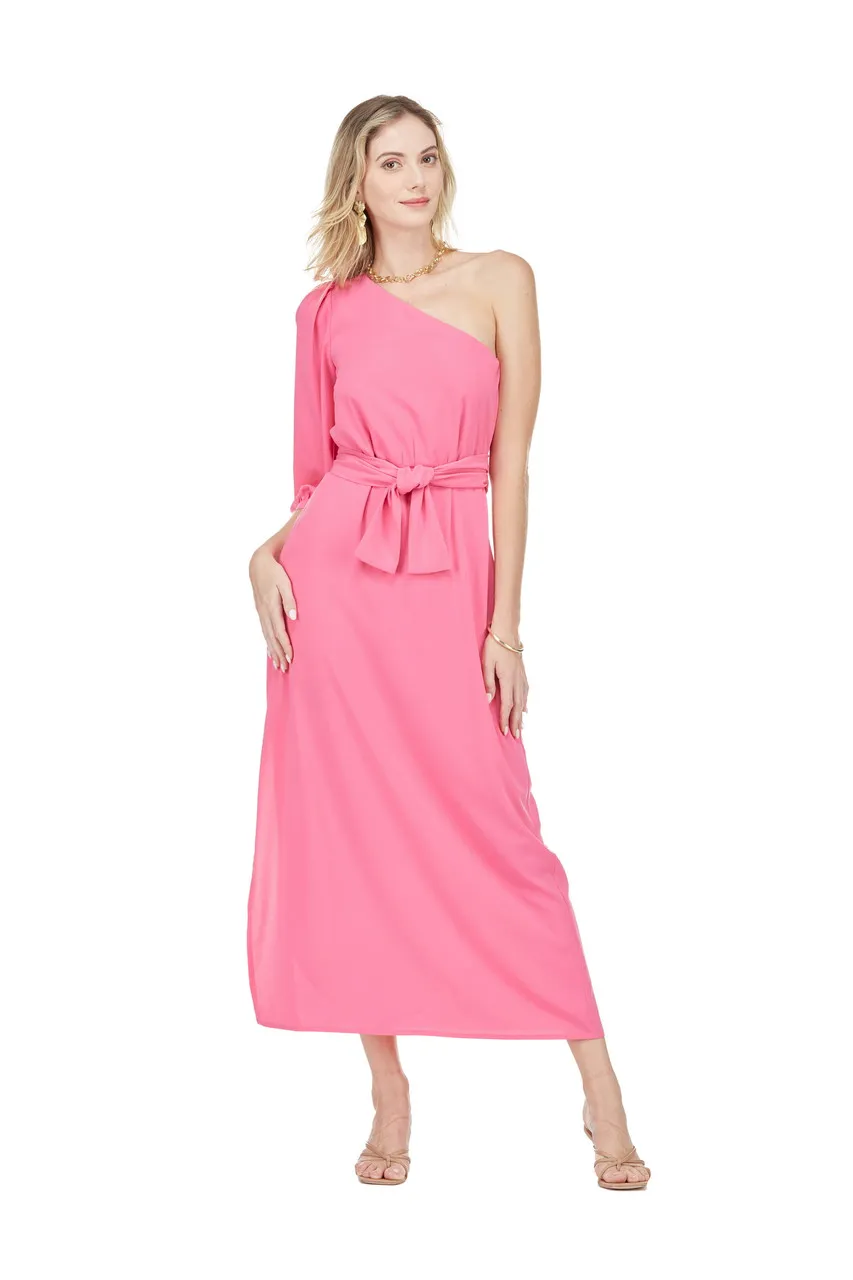 Pink One Shoulder Jade Dress