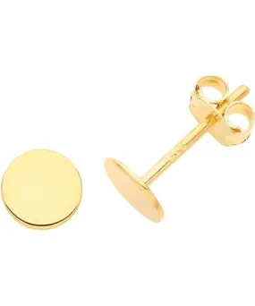 James Moore TH 9ct Gold Flat Circle Stud Earrings ES672 Jewellery