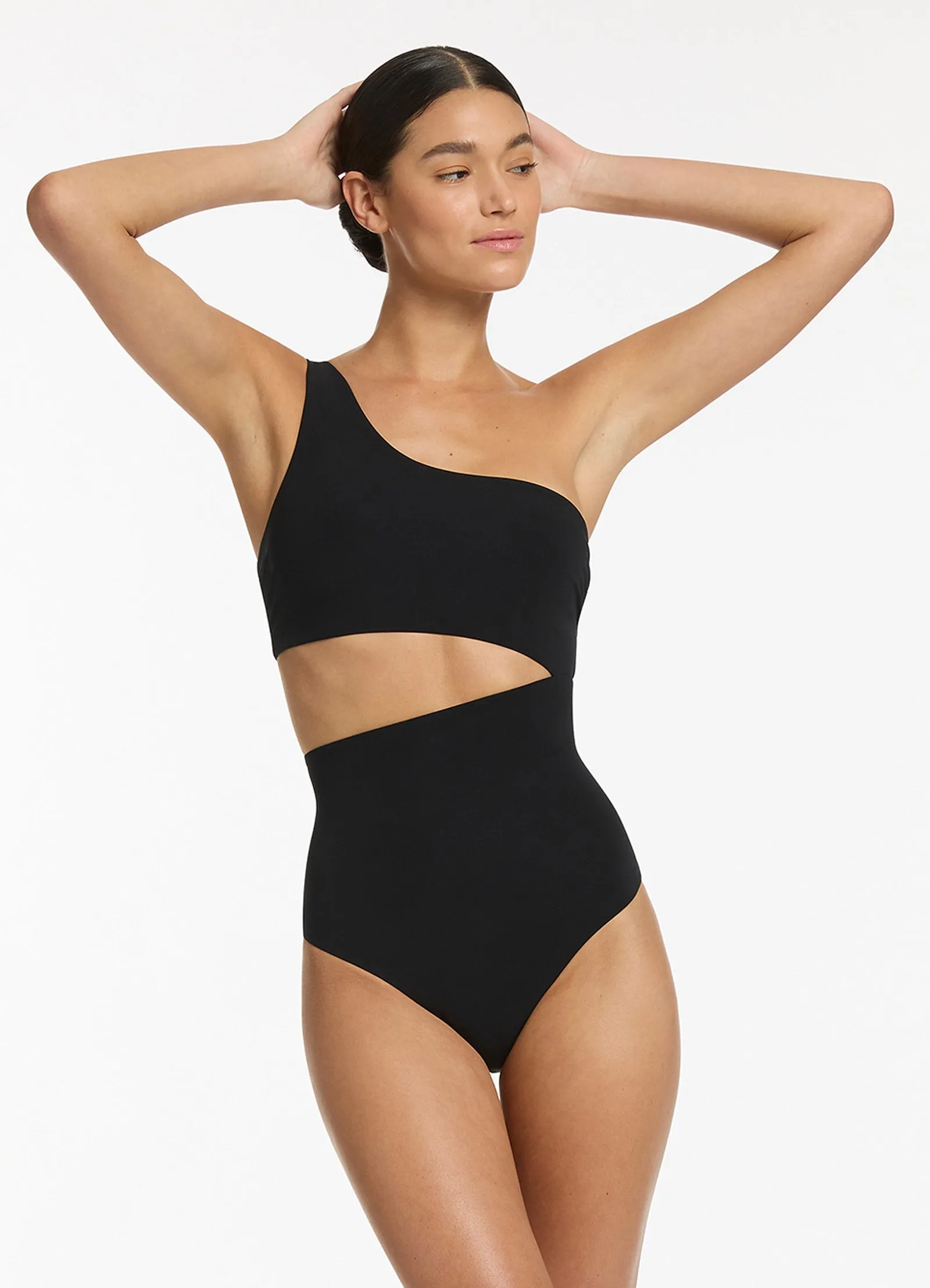 Jetset Black One-Shoulder Swimwear