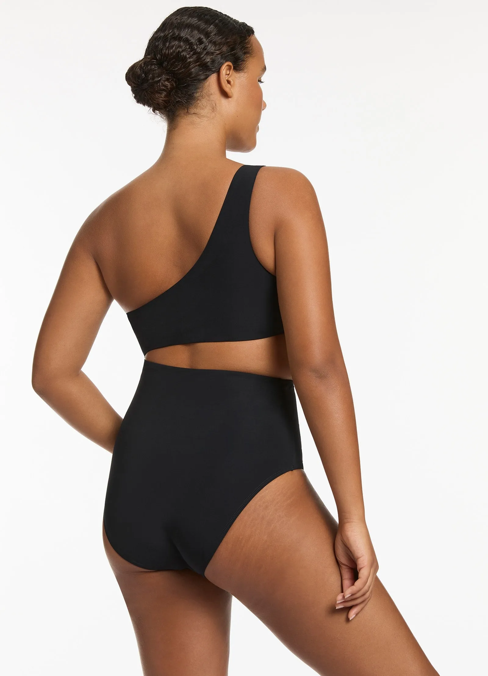 Jetset Black One-Shoulder Swimwear