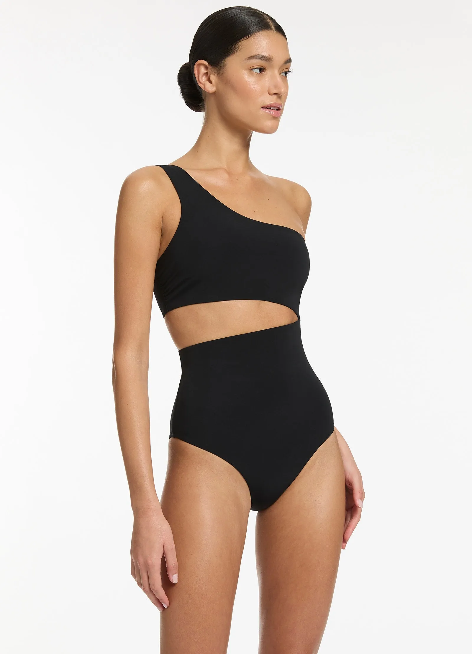 Jetset Black One-Shoulder Swimwear