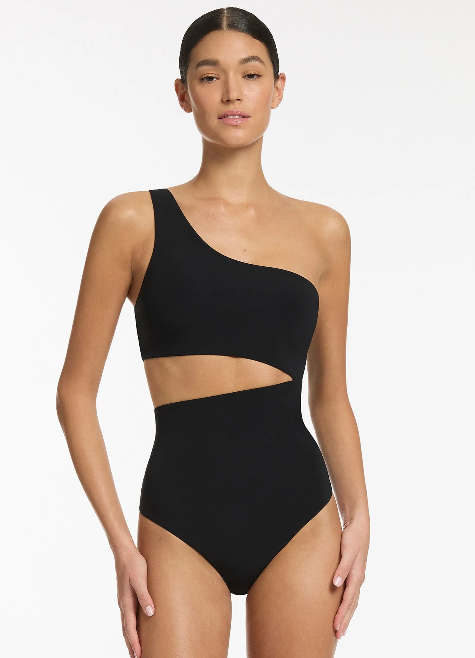 Jetset Black One-Shoulder Swimwear