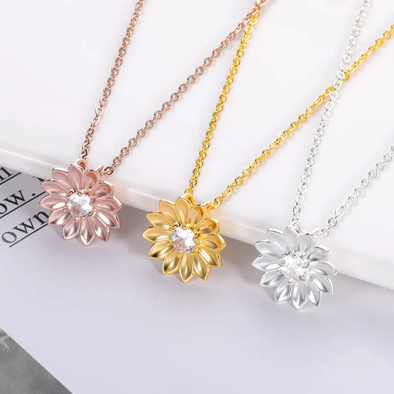 Jewelry Sunflower Zircon Ladies Necklace