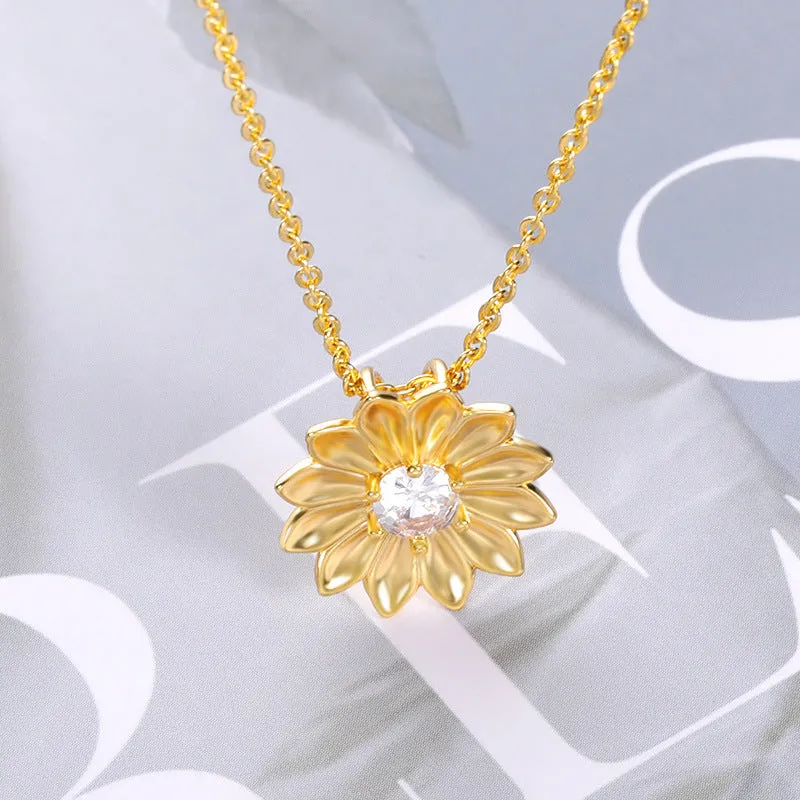 Jewelry Sunflower Zircon Ladies Necklace