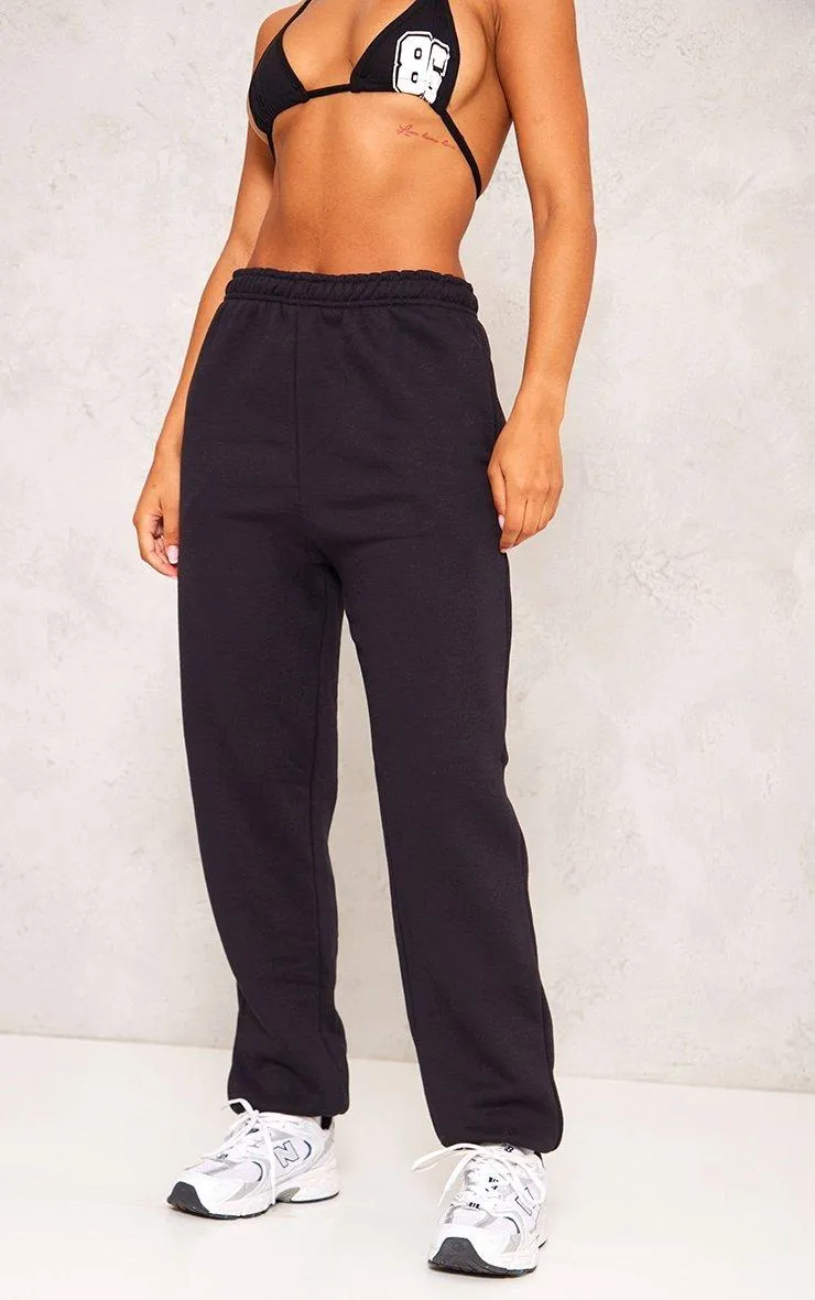 Black Sweat Cuffed High Waist Joggers