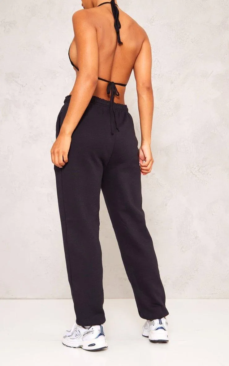 Black Sweat Cuffed High Waist Joggers