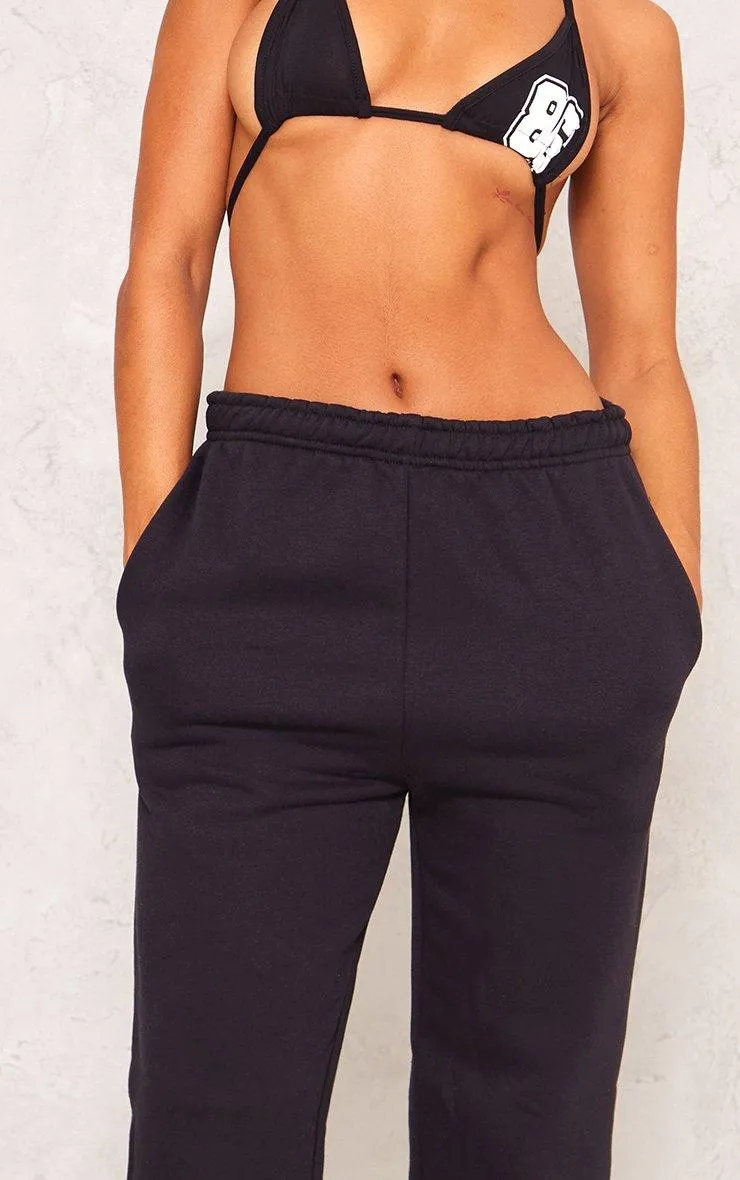 Black Sweat Cuffed High Waist Joggers