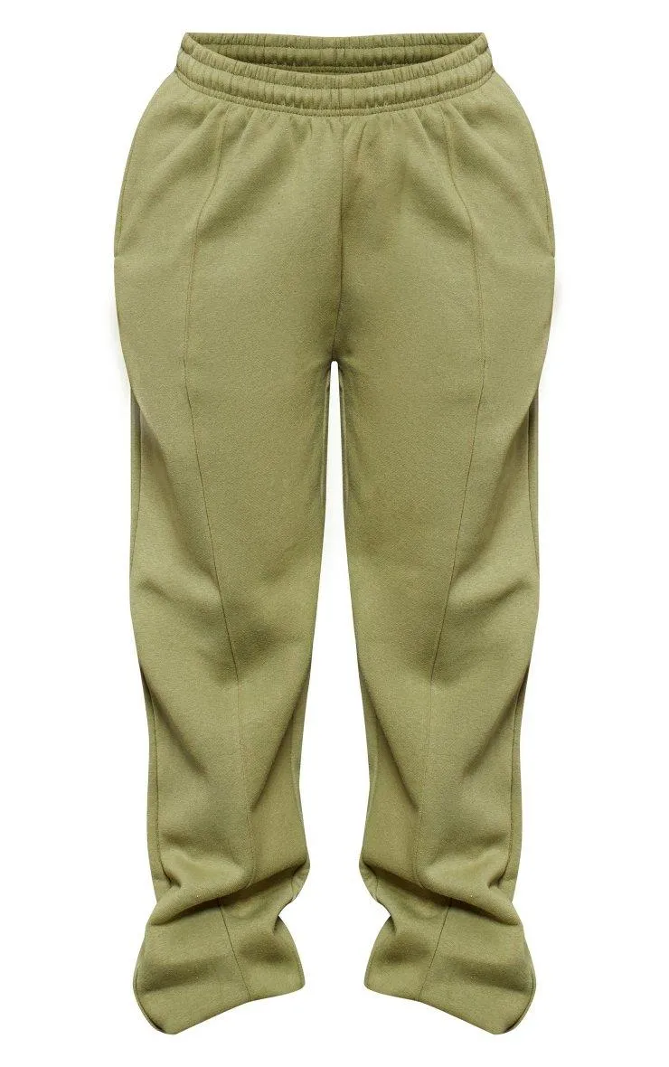 Trendy Moss Khaki Oversized Sweatpants with Pintuck Detail