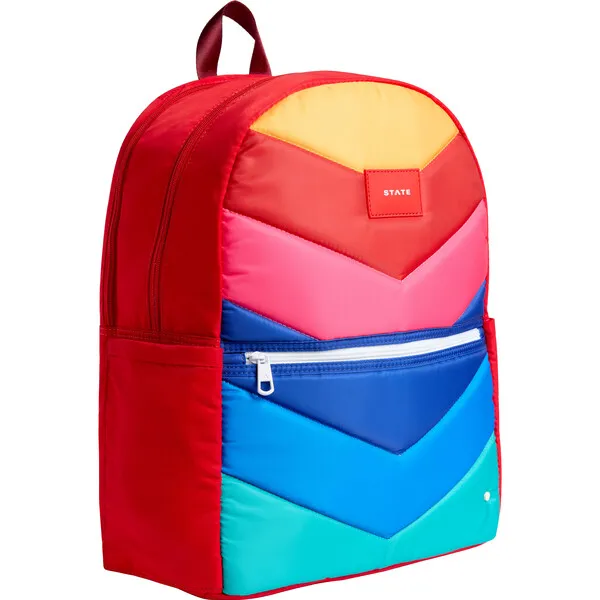 Kane Double Pocket Large Backpack, Rainbow Chevron